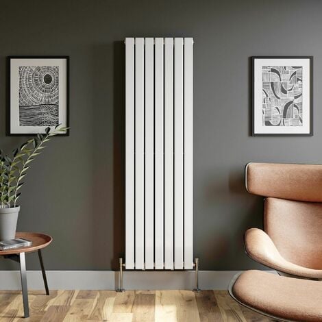 White Flat Panel Designer Radiator Vertical Horizontal 1800 x 532mm Double Panel