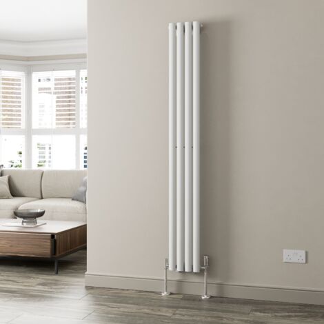 White Oval Column Designer Radiator Vertical Horizontal 1800 x 240mm Single Panel