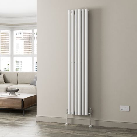 main image of "1800x360mm Designer Radiator Vertical White Oval Column Rads Single Panel"