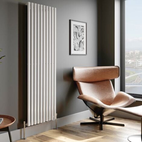 White Oval Column Designer Radiator Vertical Horizontal 1800 x 600mm Single Panel