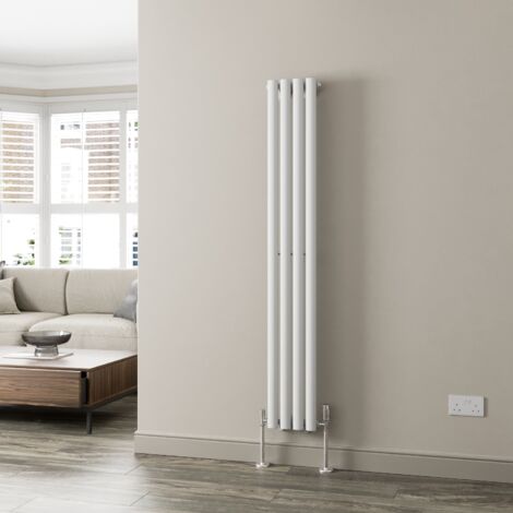 White Oval Column Designer Radiator Vertical Horizontal 1600 x 240mm Single Panel