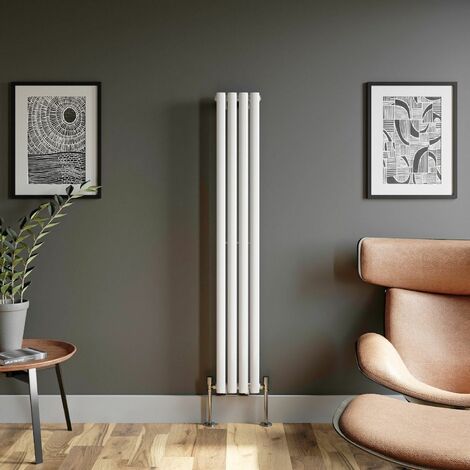 White Oval Column Designer Radiator Vertical Horizontal 1600 x 240mm Single Panel