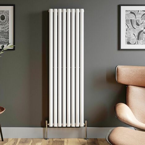 White Oval Column Designer Radiator Vertical Horizontal 1600 x 480mm Double Panel