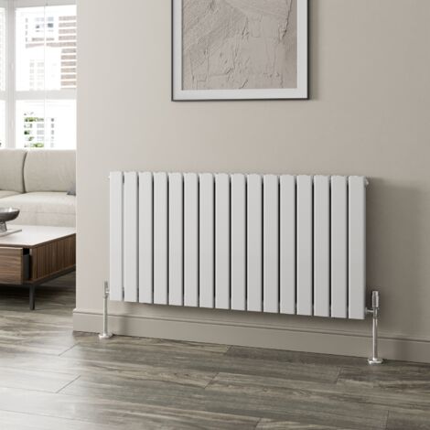 White Flat Panel Designer Radiator Vertical Horizontal 600 x 1216mm Double Panel