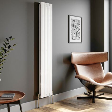 White Flat Panel Designer Radiator Vertical Horizontal 1800 x 304mm Double Panel