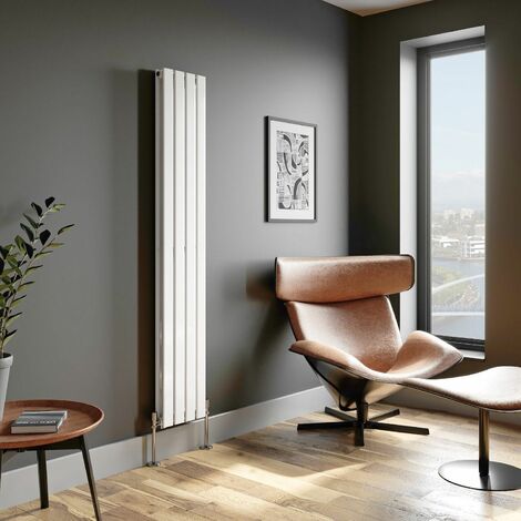 White Flat Panel Designer Radiator Vertical Horizontal 1800 x 304mm Double Panel