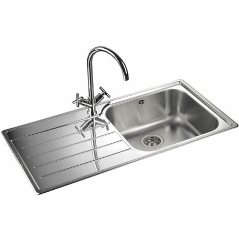 Rangemaster Oakland Kitchen Sink 1.0 Bowl LH Drainer Inset Stainless Steel Waste