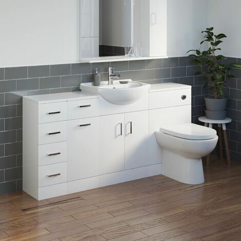 Bathroom Vanity Unit Drawer Cabinet Laundry Storage Toilet Furniture Basin Sink - White