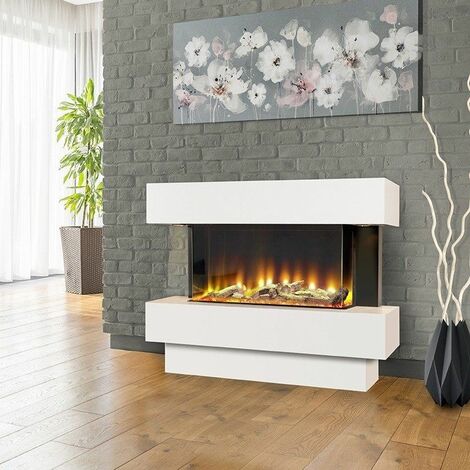 Celsi Electriflame Freestanding White Fireplace Electric Fire Remote Control