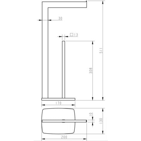Bathroom WC Square Floor Standing Chrome Toilet Roll Holder Modern Storage Tidy