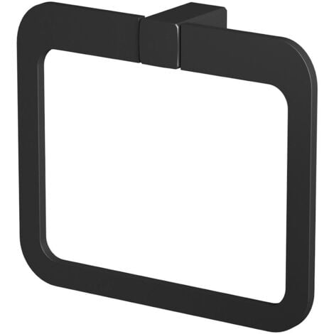 Bathroom WC Towel Ring Black Square Wall Mounted Stylish Modern