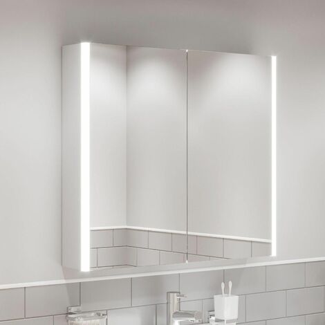 500 x 700mm Bathroom Mirror Cabinet LED Illuminated Wall Mounted Demister IP44 