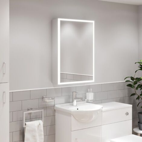 Bathroom LED Mirror Cabinet Illuminated Demister Pad Shaver Socket 700 x 500mm