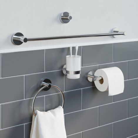 Bathroom Set Tumbler Robe Hook Towel Ring Toilet Roll Holder