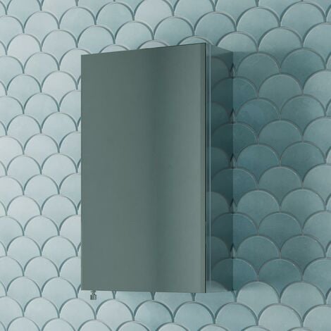 Single Door Bathroom Mirror Cabinet Cupboard Stainless Steel Wall Mounted 300mm