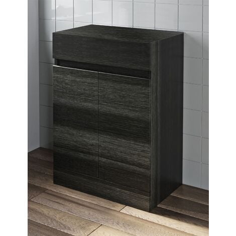 600mm Bathroom Countertop Vanity Door Unit Floor Standing Charcoal Grey
