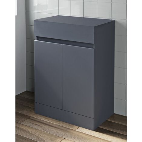 Bathroom Vanity Unit Countertop Floor Standing Furniture Soft Close 600mm Grey