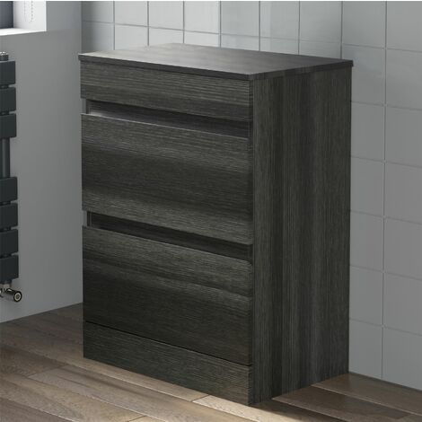 600mm Bathroom Countertop Vanity Drawer Unit Floor Standing Charcoal Grey