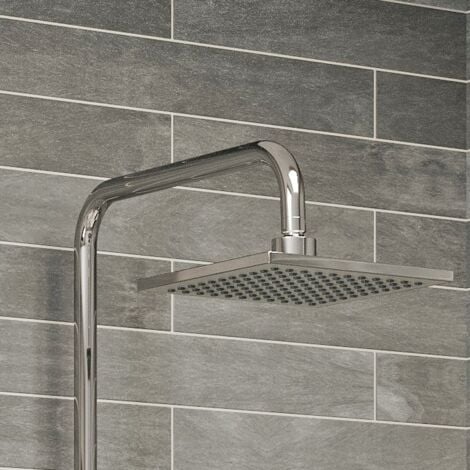 Thermostatic Mixer Shower Set Square Chrome Twin Head Exposed