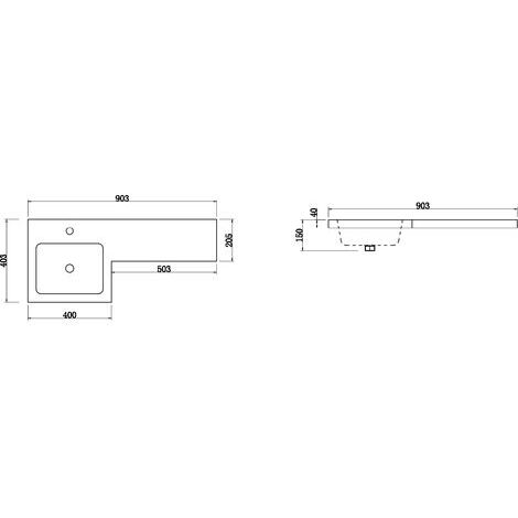900mm Bathroom Basin Vanity Sink ONLY Left Hand High Quality Resin