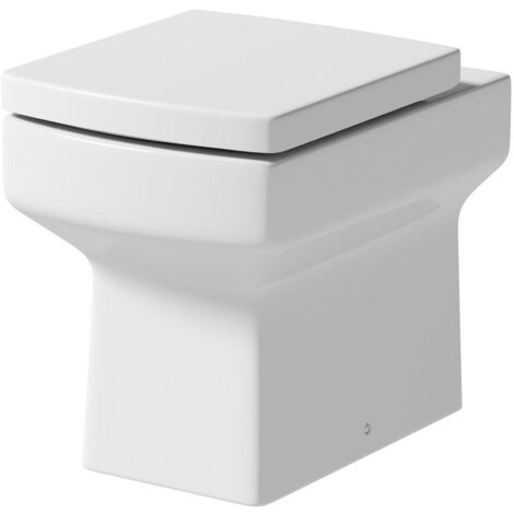 Back to Wall Toilet BTW Bathroom Modern Pan Square Cloakroom Soft Close Seat