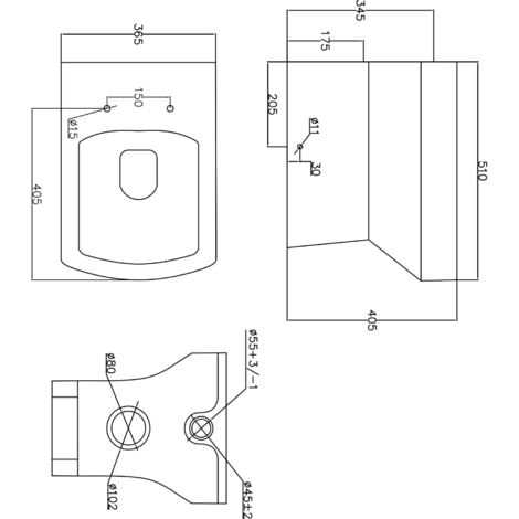 Back to Wall Toilet BTW Bathroom Modern Pan Square Cloakroom Soft Close Seat