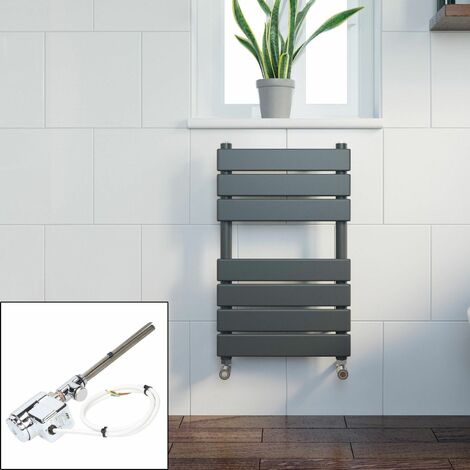 DuraTherm Anthracite Flat Panel Thermostatic Heated Towel Rail