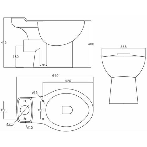 Corner Close Coupled Bathroom Toilet White Ceramic WC 365mm Oval Pan with Soft Close Seat