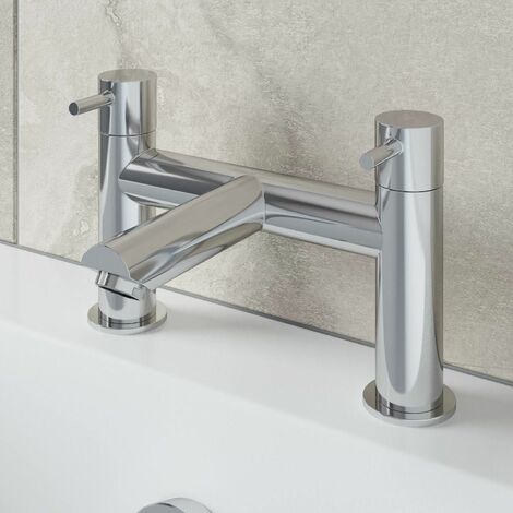 Modern Bathroom Bath Filler Mixer Tap Brass Deck Mounted Round Chrome ...