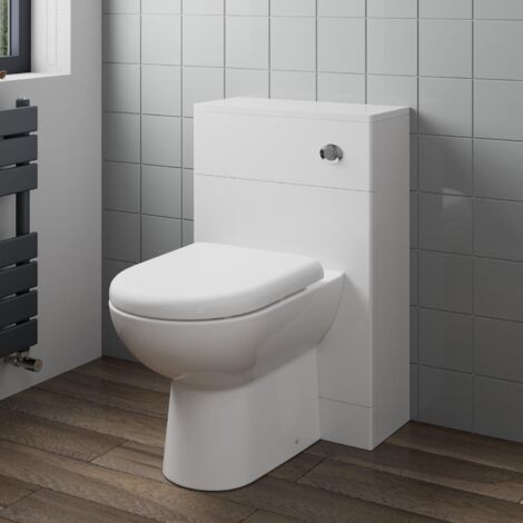 Bathroom Concealed Cistern WC Toilet Unit Only 550 x 300mm Gloss White Flat Pack