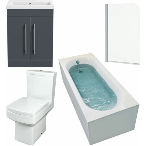 Affine Modern Bathroom Suite Toilet Basin Sink Full Pedestal Single Ended 1700mm Bath 