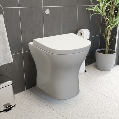 Back To Wall BTW Toilet WC Pan Soft Close Seat Concealed Cistern Flush Button