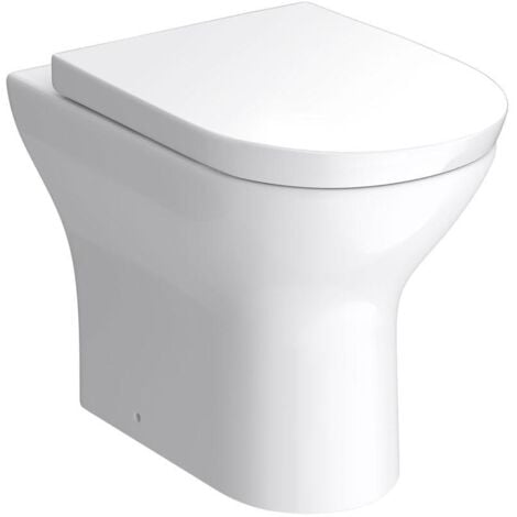 Back To Wall BTW Toilet WC Pan Soft Close Seat Concealed Cistern Flush Button
