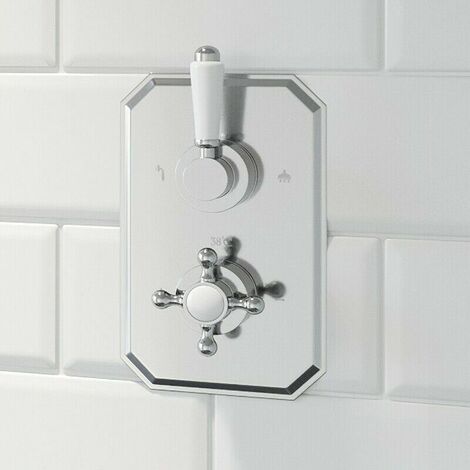 Traditional Concealed Shower Valve Thermostatic Lever/Cross Handle Twin Outlet