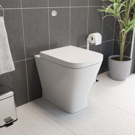 Back To Wall BTW Toilet Pan Soft Close Seat Concealed Cistern Dual Flush Button