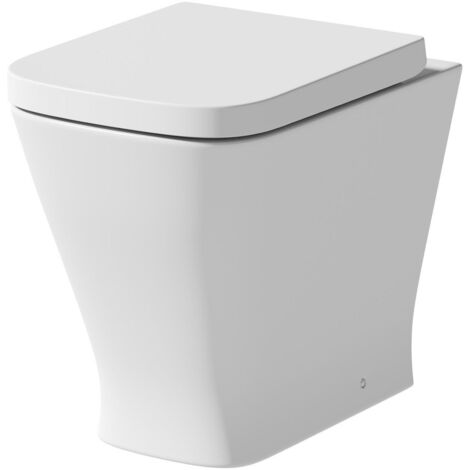 Back To Wall BTW Toilet Pan Soft Close Seat Concealed Cistern Dual Flush Button