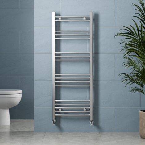 Chrome Curved Heated Towel Rail Bathroom Radiator Ladder Designer 1200 x 450mm