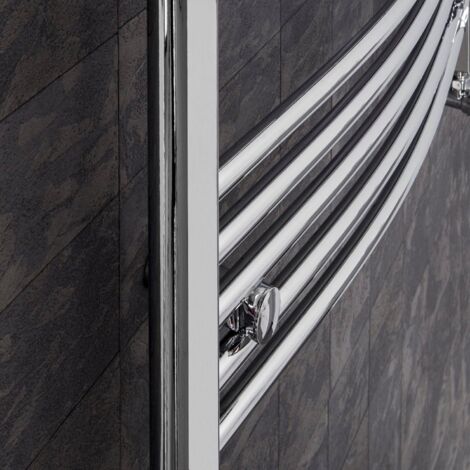 Chrome Curved Heated Towel Rail Bathroom Radiator Ladder Designer 1200 x 450mm