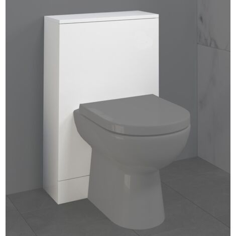 Bathroom 500 x 300mm Back To Wall BTW Toilet Cistern Unit White Gloss Modern