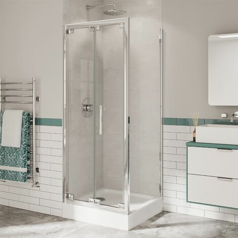 Coram Optima 6 Bifold Shower Door Side Panel Enclosure 760 x 760 Tray 6mm Glass
