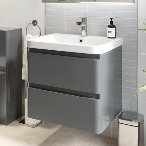 600 Basin Base Cabinet Drawers Storage Grey, Bath Sink Base Cabinets