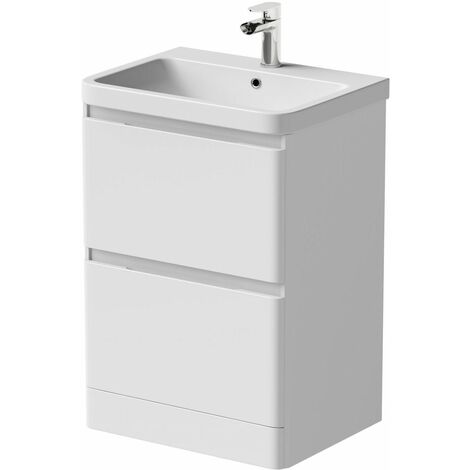 White Bathroom Furniture Vanity Unit with Basin Sink Modern Cabinet ...