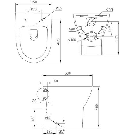 Modern Bathroom Toilet Unit Concealed Cistern 500mm WC BTW Soft Close Seat Grey