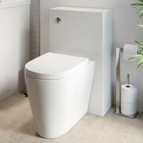 Bathroom Modern WC 500mm Toilet Unit Concealed Cistern BTW Soft Close Seat White - White