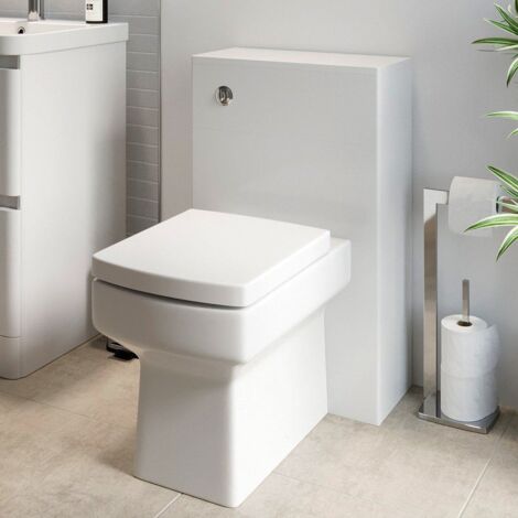 Modern Bathroom Toilet Unit Concealed Cistern Royan WC BTW Soft Close Seat White
