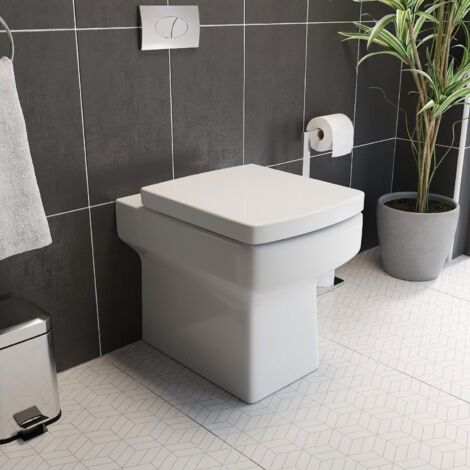 Modern Bathroom Toilet Unit Concealed Cistern Royan WC BTW Soft Close Seat White