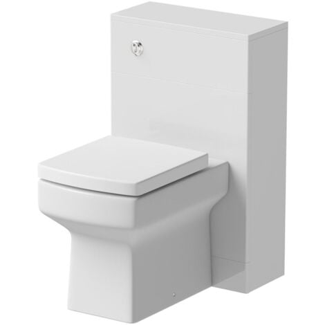 Modern Bathroom Toilet Unit Concealed Cistern Royan WC BTW Soft Close Seat White
