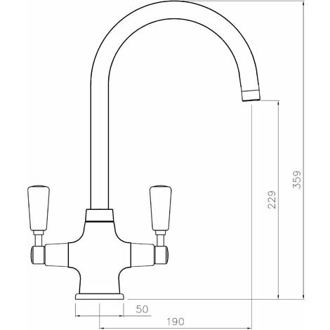 Kitchen Sink Basin Dual Lever Mono Traditional Mixer Tap Swivel Spout Brushed
