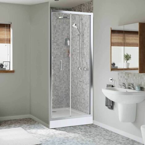 Mira Leap 760 x 760mm Bi-Fold Shower Door Enclosure Easy Plumb Tray ...