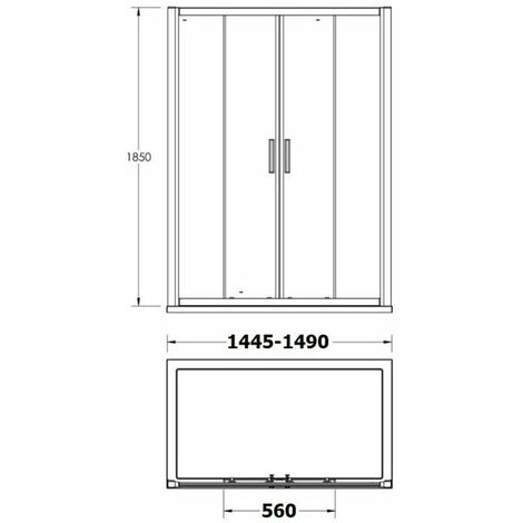 Luxura Pacific 1500x1000mm Double Sliding Shower Door Side Panel 6mm Glass